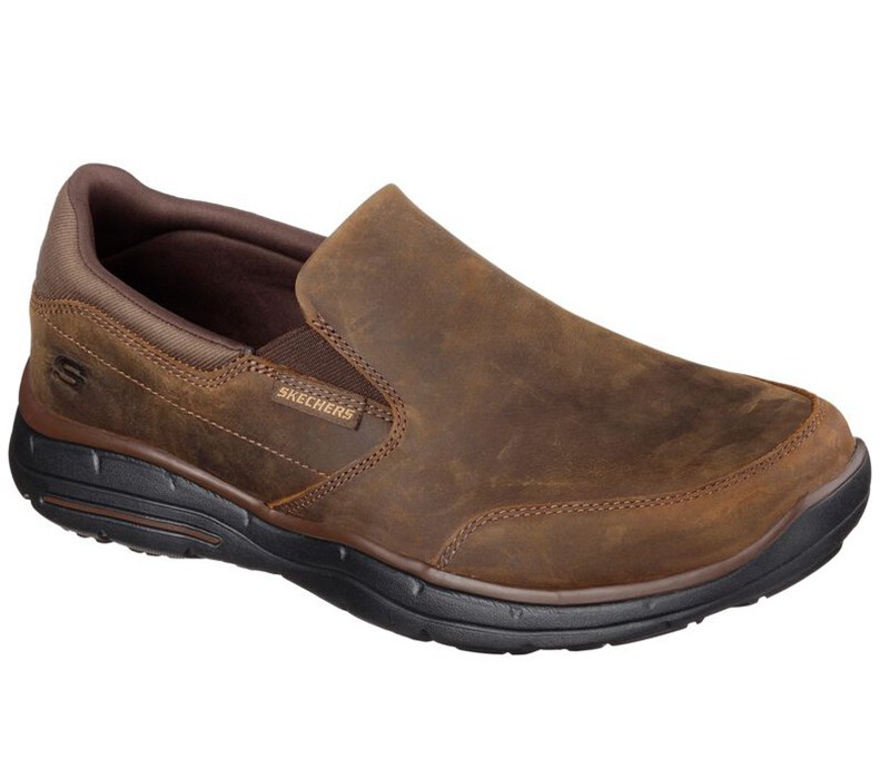 Skechers Relaxed Fit: Glides - Calculous - Mens Slip On Shoes Brown [AU-UJ2338]